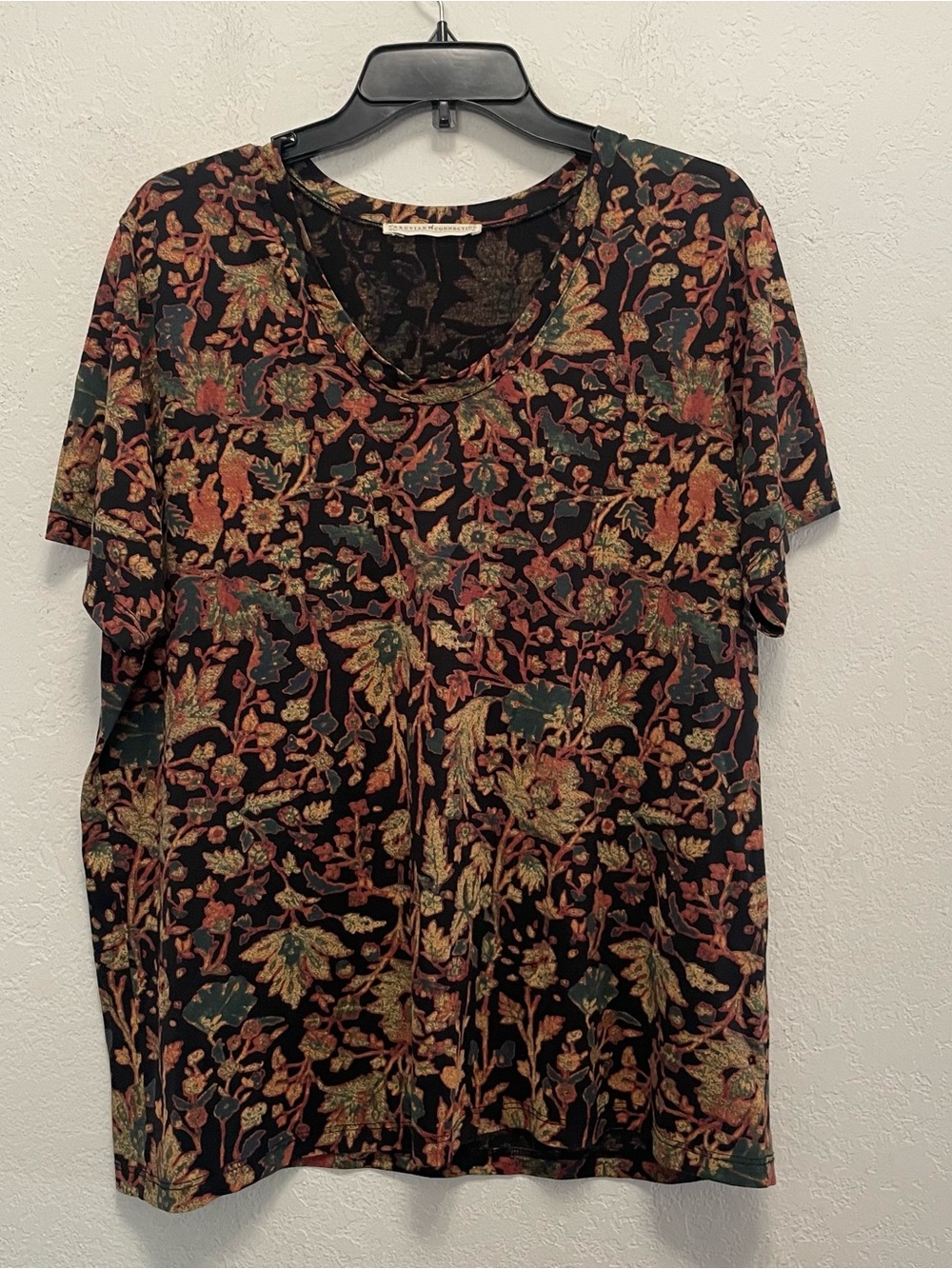 Peruvian Connection 100% Pima Cotton Top XL Floral Short Sleeve Floral